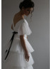 V Neck Ivory Tulle Layered Fabulous Wedding Dress